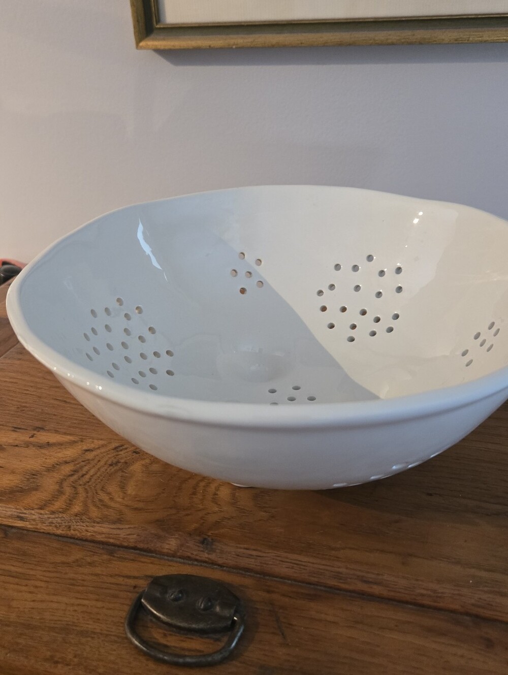 Pottery Barn Creamy White Ceramic Colander 3 Feet Barbara Eigen Irregular Edge